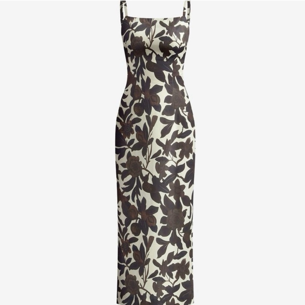 Commense Brown and White Floral Maxi Dress